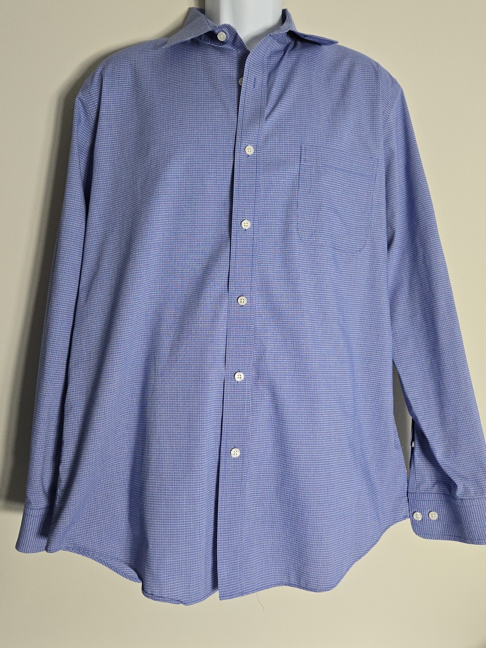 croft & barrow Blue Micro-Check Long-Sleeve Dress Shirt